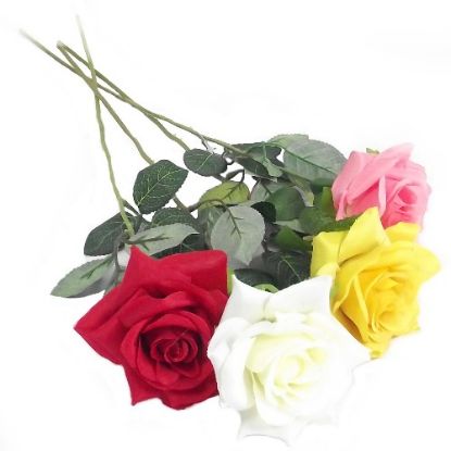 Picture of 55cm SINGLE OPEN ROSE IVORY/WHITE