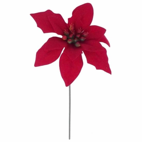 Picture of VELVET POINSETTIA PICK RED X 72pcs