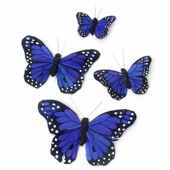 Picture of 5cm FEATHER BUTTERFLY ON CROCODILE CLIP ROYAL BLUE X 24pcs