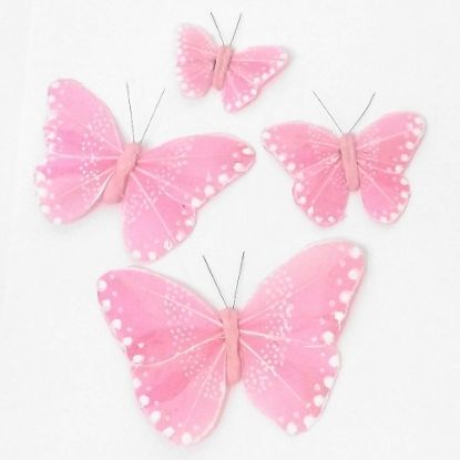 Picture of 7cm FEATHER BUTTERFLY ON CROCODILE CLIP LIGHT PINK X 12pcs