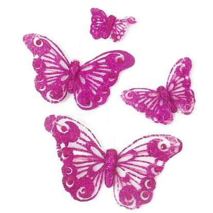 Picture of 4cm ORGANZA BUTTERFLY ON CROCODILE CLIP CERISE X 24pcs