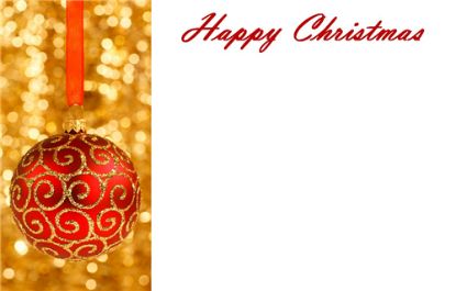 Picture of GREETING CARDS X 50 HAPPY CHRISTMAS - BAUBLE RED/GOLD