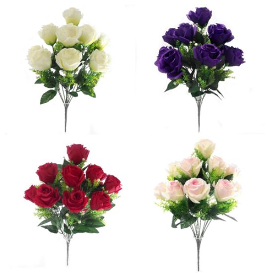 Picture of 40cm LARGE ROSE BUSH ASSORTED X 12pcs