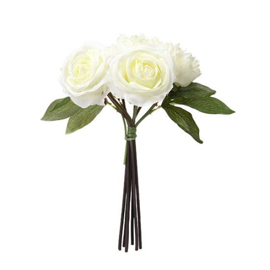 Picture of 39cm LARGE ROSE AND PEONY BUNDLE (7 STEMS) IVORY