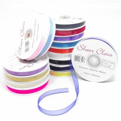 Picture of SHEER CLASS PREMIUM ORGANZA RIBBON WITH WOVEN EDGE 25mm X 25yards BLACK