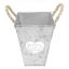 Picture of 18cm METAL SQUARE POT 'LE JARDIN' WITH ROPE HANDLES GREY/WHITE