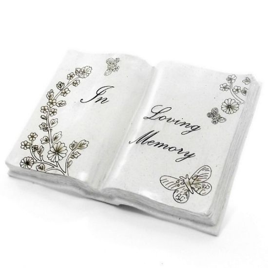 Picture of POLYRESIN MEMORIAL OPEN BOOK - IN LOVING MEMORY
