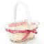 Picture of 25cm OVAL PLANTING BASKET WITH GINGHAM RIBBON BOW AND WOODEN HANDLE WHITE/RED