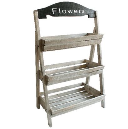 Picture of 108cm WOODEN 3 SHELF DISPLAY STAND - FLOWERS