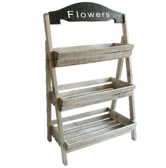 Picture of 108cm WOODEN 3 SHELF DISPLAY STAND - FLOWERS