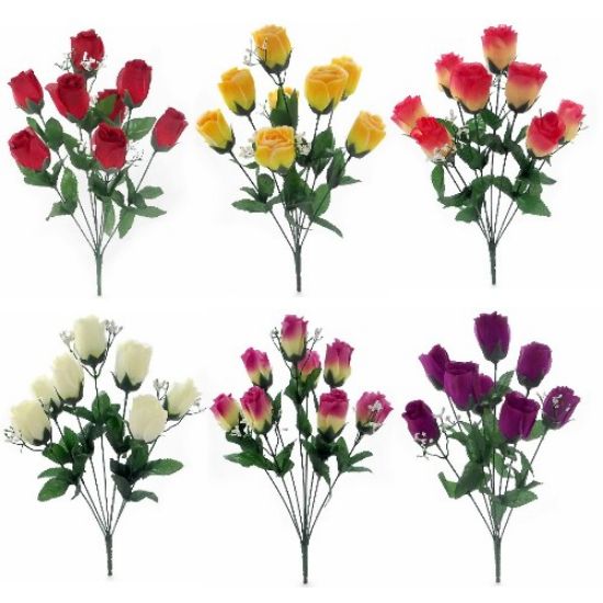 Picture of ROSEBUD BUSH (8 HEADS) ASSORTED X 36pcs