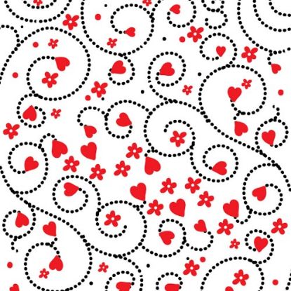 Picture of CELLOPHANE  ROLL 80cm X 100met SWIRLING HEARTS RED/BLACK
