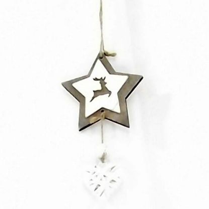 Picture of 30cm HANGING CHRISTMAS DECO WITH STAR NATURAL/WHITE
