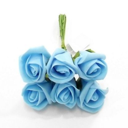 Picture of GRACE COLOURFAST FOAM ROSE BUNCH OF 6 LIGHT BLUE