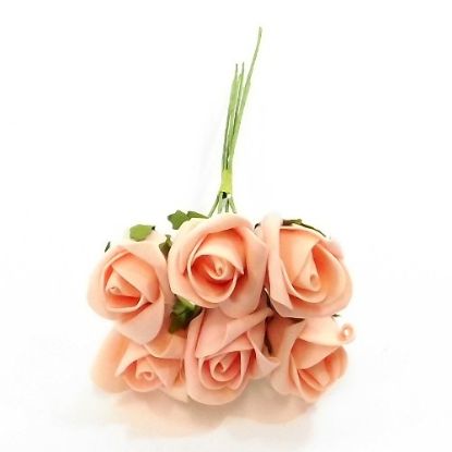 Picture of GRACE COLOURFAST FOAM ROSE BUNCH OF 6 PEACH