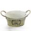 Picture of 19cm METAL OVAL PLANTER WITH ROPE HANDLES 'FLOWERS GARDEN' CREAM
