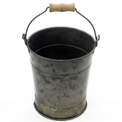 Picture of 11cm METAL ROUND POT WITH BASE AND WOODEN HANDLE CHEMICAL COPPER