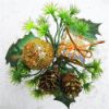 Picture of CHRISTMAS PICK WITH PARCEL CONE AND GLITTER APPLE GOLD X 72pcs