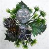 Picture of CHRISTMAS PICK WITH PARCEL CONE AND GLITTER APPLE SILVER X 72pcs