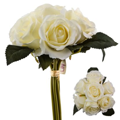 Picture of 31cm OPEN ROSE BUNDLE (BUNDLE OF 7) IVORY