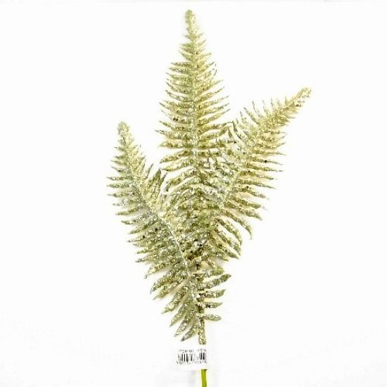 Picture of 78cm GLITTERED BRACKEN FERN SPRAY GOLD