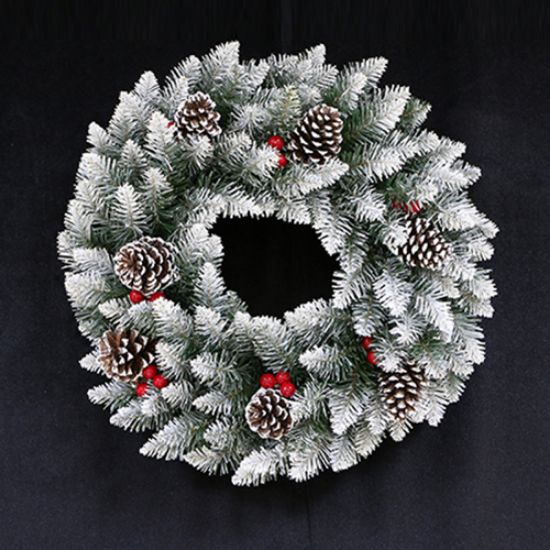 Picture of 60cm LARGE SPRUCE FROSTED WREATH WITH CONES AND BERRIES