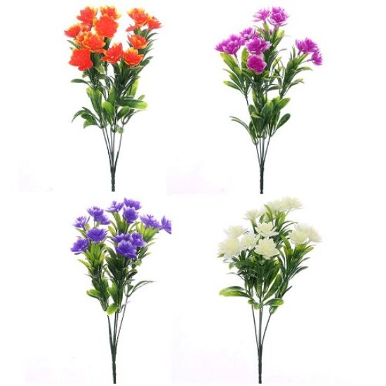 Picture of 34cm PLASTIC MINI DAHLIA BUSH ASSORTED X 48pcs