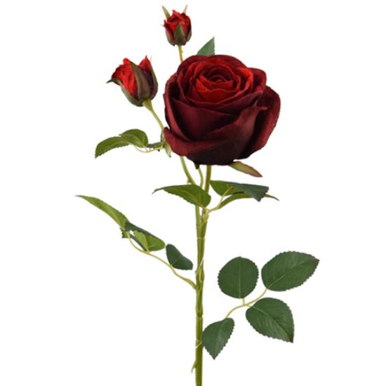 Picture of 74cm LARGE VELVET TOUCH ROSE SPRAY RED