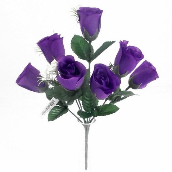 Picture of 32cm ROSEBUD BUSH WITH GYP (7 HEADS) PURPLE