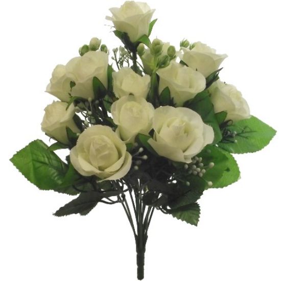 Picture of 35cm ROSEBUD BUSH WITH GYP CREAM