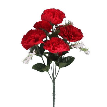 Picture of 32cm CARNATION BUSH WITH GYP (7 HEADS) RED