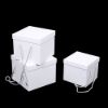 Picture of SET OF 3 SQUARE FLOWER BOX WHITE/IVORY