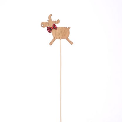 Picture of WOODEN REINDEER ON 50cm WOODEN STICK NATURAL x 6pcs