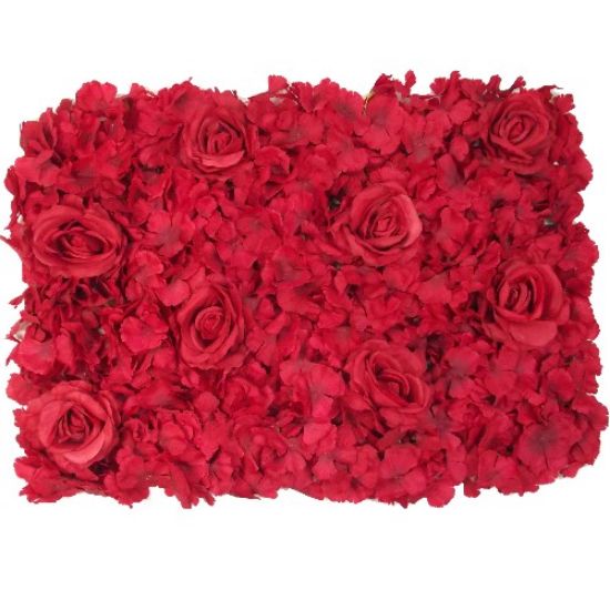 Picture of ROSE AND HYDRANGEA FLOWER WALL 60cm X 40cm RED