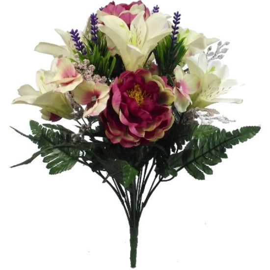 Picture of 44cm LILY AND PEONY MIXED BUSH WITH LAVENDER IVORY/MAUVE