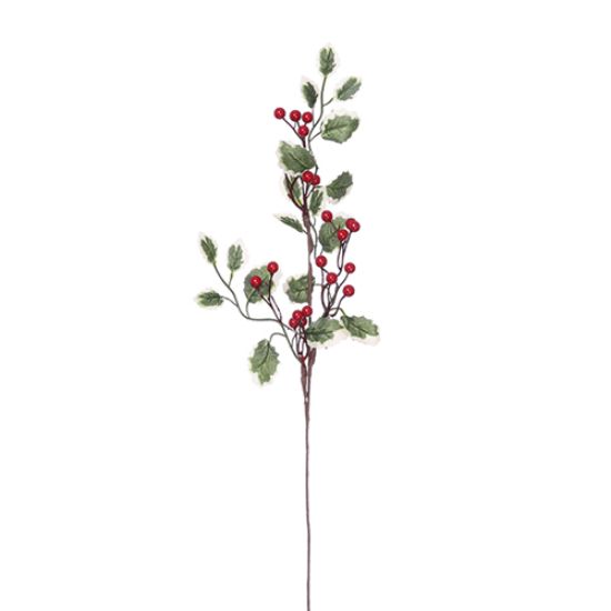 Picture of 50cm BERRY SPRAY WITH VARIEGATED HOLLY RED