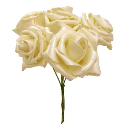 Picture of FOAM ROSE BUNCH OF 5 PEARLISED CREAM