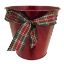 Picture of 15.5cm METAL ROUND PLANTER WITH TARTAN RIBBON BOW BRIGHT RED