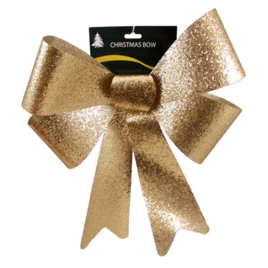 Picture of 46cm LARGE CHRISTMAS DOOR BOW GOLD GLITTER