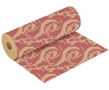 Picture of 50g KRAFT PAPER ROLL WITH POLISHED FINISH 50cm X 3kg (120metres) ROSE RED/NATURAL