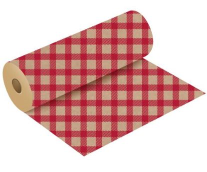Picture of 50g KRAFT PAPER ROLL WITH POLISHED FINISH 50cm X 3kg (120metres) GINGHAM RED/NATURAL