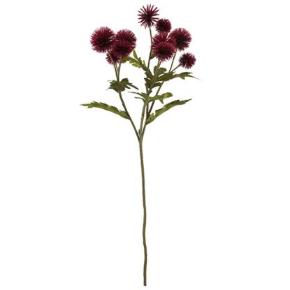 Picture of 56cm PLASTIC POMPOM DAHLIA SPRAY DRY COLOUR BURGUNDY