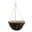 Picture of BLACK RATTAN ROUND PLASTIC LINED HANGING BASKET 10 INCH