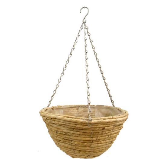 Picture of CORN ROPE ROUND PLASTIC LINED HANGING BASKET 12 INCH