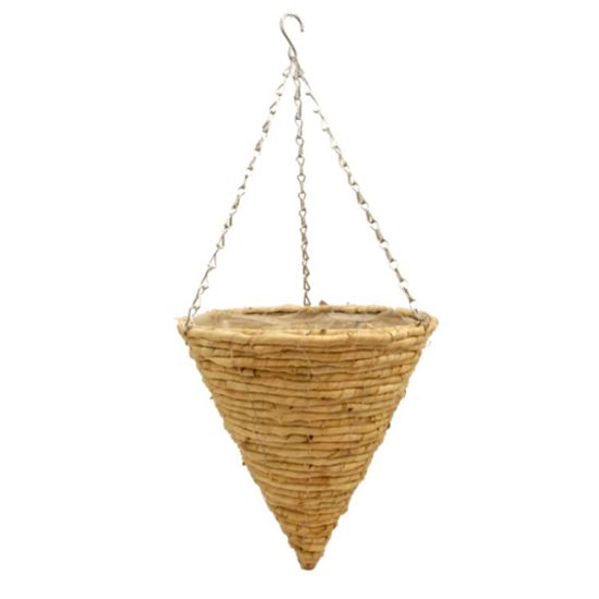 Picture of CORN ROPE CONE PLASTIC LINED HANGING BASKET 12 INCH