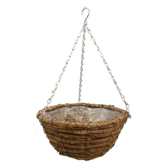 Picture of BANANA LEAF ROUND PLASTIC LINED HANGING BASKET 12 INCH