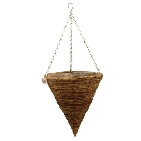 Picture of BANANA LEAF CONE PLASTIC LINED HANGING BASKET 12 INCH