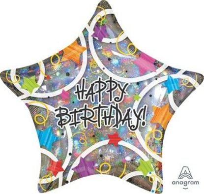 Picture of ANAGRAM 32 INCH XL FOIL BALLOON HAPPY BIRTHDAY - STARS