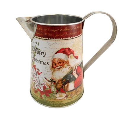 Picture of 15cm METAL JUG WITH HANDLE - MERRY CHRISTMAS SANTA