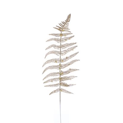 Picture of 36cm GLITTERED FERN LEAF SPRAY GOLD X BUNDLE OF 12pcs